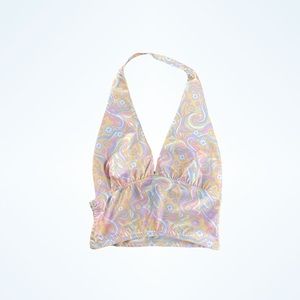 Halter 70s vibe floral top